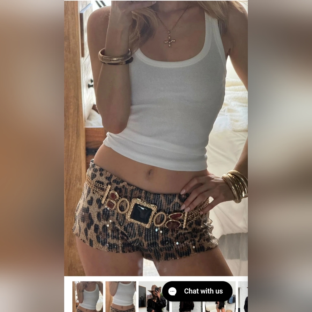 12th Tribe Panther Leopard Sequin Hot Shorts Size M